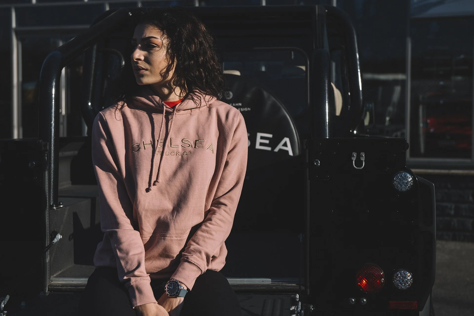 Chelsea Truck Co Hoodie - Dusty Pink with Gold Embroidery - Image 6